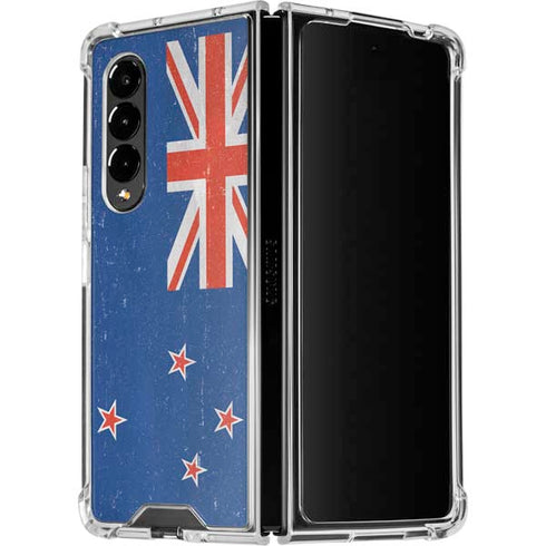 New Zealand Flag Distressed Galaxy Z Fold4 5G Clear Case